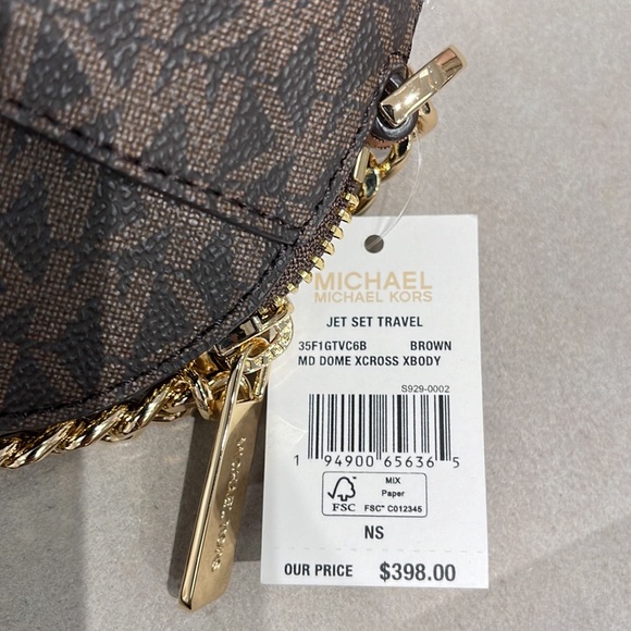 MICHAEL KORS Jet Set Medium Logo Dome Satchel Crossbody 
Brown 
NWT - Picture 16 of 16